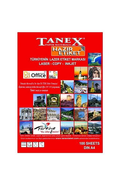 Tanex Set de 1400 etichete autoadezive A4, 100 coli, 14 etichete/coală, 105x42,69 mm, colțuri drepte,