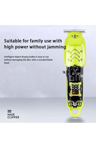 Generic Electric Hair Clipper, Electric Hair Trimmer Cordless Rechargeable LED Digital Display Transparent