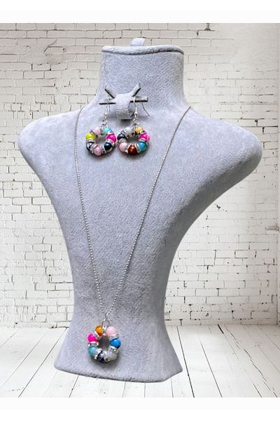 H.RoseButik Colorful Glass Beaded Metal, Gold Plated Set