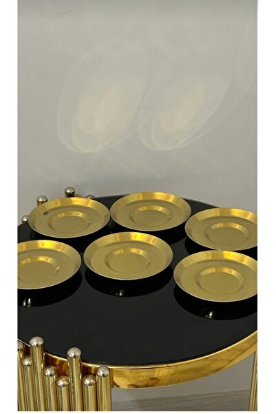 USD HOME Set of 6 Gold Tea Plates Steel Stainless 12 cm