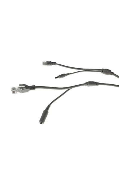 OEM 15m network cable for IP CCTV NVR camera, UTP Cat.5/5e, 2XRJ45 plug, power cable plug, gray