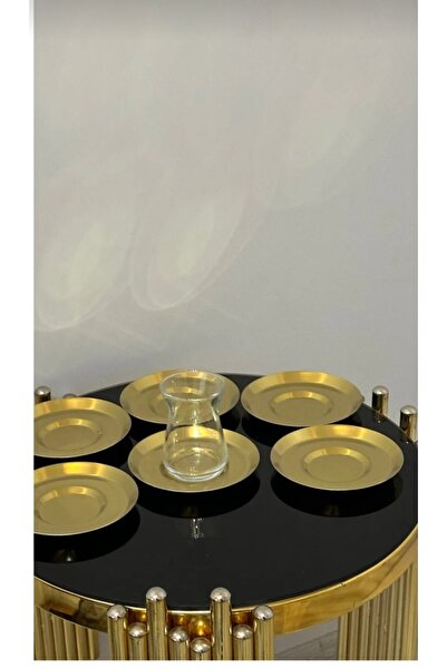 USD HOME Set of 6 Gold Tea Plates Steel Stainless 12 cm