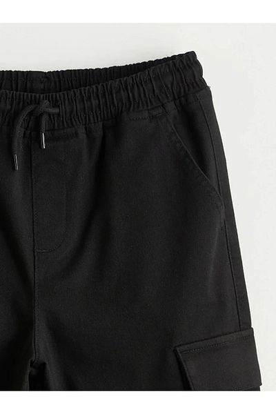 LC Waikiki Lcw Kids Black Elastic Waist Boy Cargo Jogger Pants