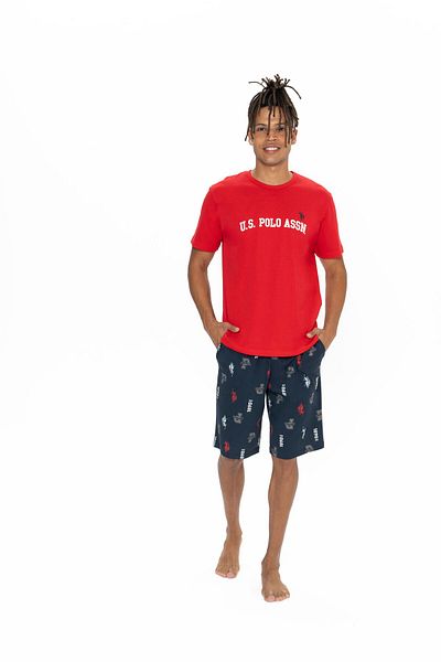 U.S. Polo Assn. U.S. Polo Assn. Men's Printed Shorts Summer Pajama Set Red - Red - Ilc2.18H86V6Pji-Kir
