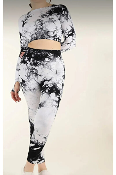 BK fără cusături set de mâneci lungi pentru yoga sport, cu model batik, cu efect modelator piese