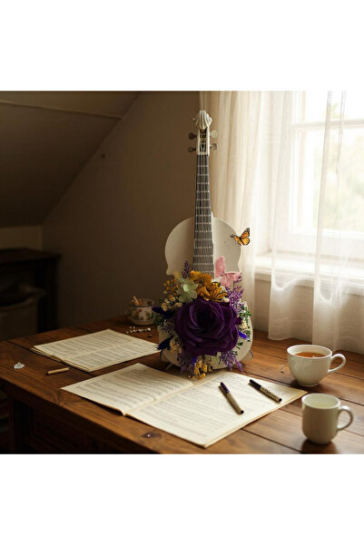 D ART FLOWERS Vioara de lemn cu trandafir criogenat