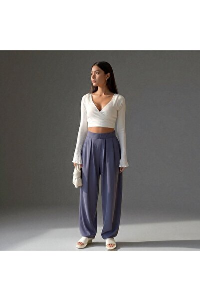 lavanderboutiquee Premium Cupralı Gri Şalvar Pantolon