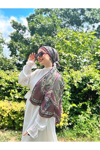 Modakaşmir Floral Ethnic Pattern Shawl Cherry