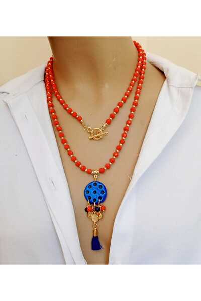 shop Uzun Doğal Taş Süryani Nazar Taşı Kolye Farklı Renk Seçenekleri