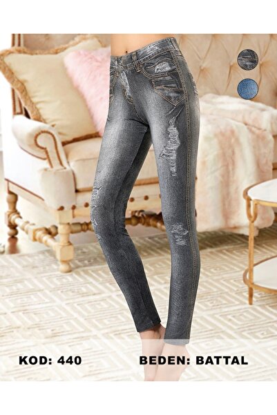 NightLove Dk Büyük Beden Kot Görünümlü Tayt 440