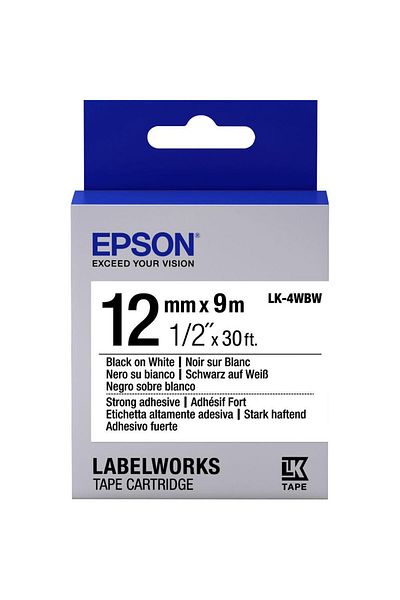TREND Epson lk-4ybw strong adhesive yellow on black 12mm 9meter label