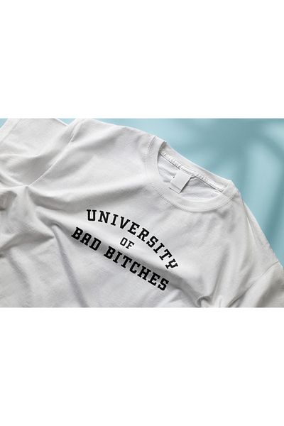 YEACHY Tricou cu imprimeu Bad Bitches pentru femei