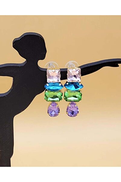 Nevoka Renk Işıltısı Zirkon Taşlı Küpe