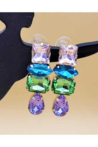 Nevoka Renk Işıltısı Zirkon Taşlı Küpe