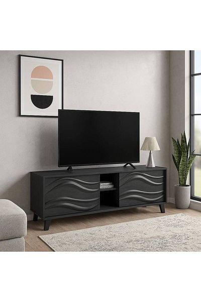Al Saada Home وحدة تلفزيون فاخرة - 140×40×45 سم - أسود