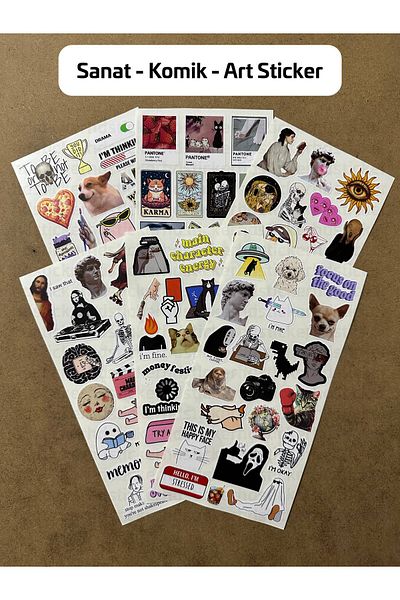 hdsticker فن - مضحك - فن - مجموعة ملصقات ذهنية، كمبيوتر محمول، دفتر ملاحظات، مجلة رصاص، جهاز لوحي، دفتر ملاحظات، ملصق