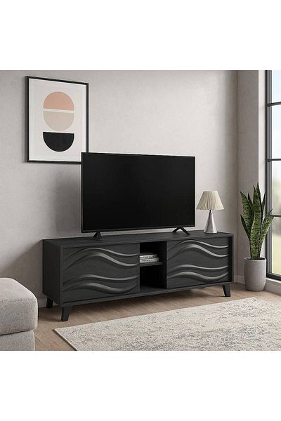 Al Saada Home وحدة تلفزيون فاخرة - 140×40×45 سم - أسود