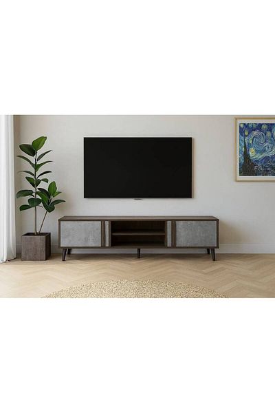 Al Saada Home وحدة تلفزيون - 140×40×45 سم - بني رمادي