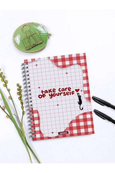 Miona A5 Spiralli Okul Defteri 120 Sayfa 4’lü Set Kırmızı Temalı 2 Çizgili - 2 Kareli Defter , Notebook