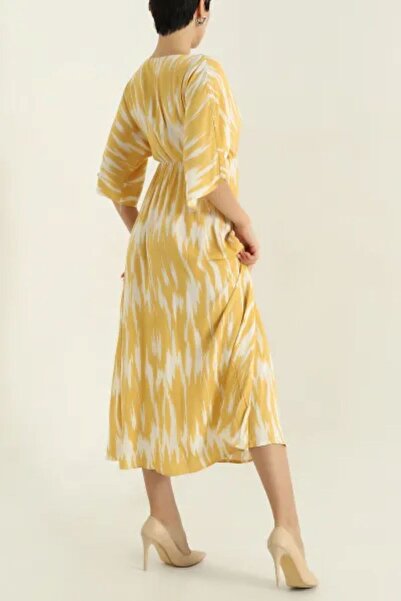 Gülmude Double Breasted Collar Slit Woven Viscose Women's Dress (120 cm)