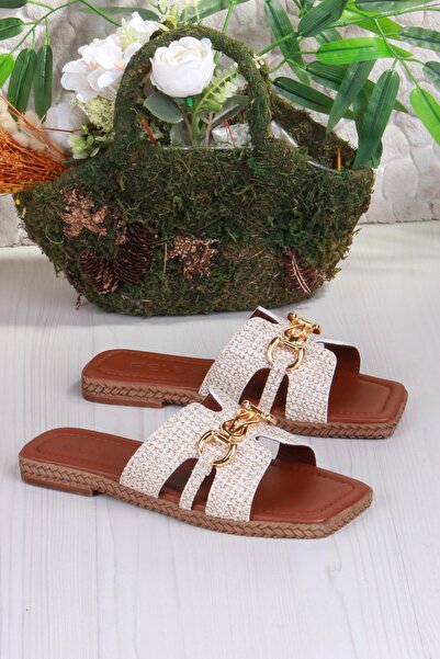 fort 014-23 Fls Buckle Detailed Holiday Slippers Daily Slippers Women's Slippers