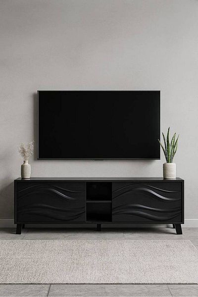 Al Saada Home وحدة تلفزيون بكمية محدودة - 160×40×50 سم - أسود