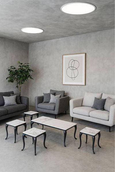 Al Saada Home طقم طاولة خدمة 4+1 سيراميك - أسود