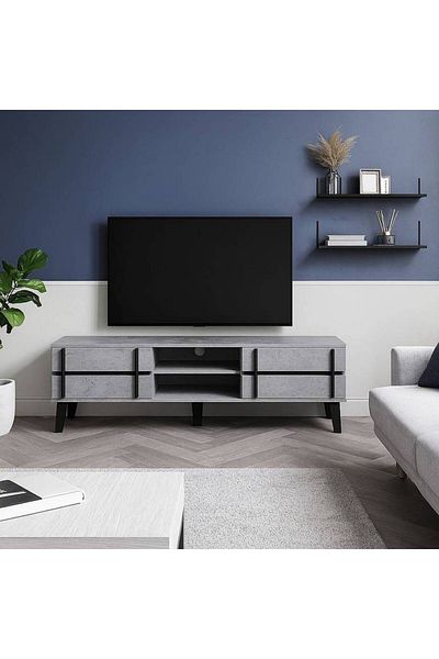 Al Saada Home وحدة تلفزيون - 140×40×45 سم - رمادي