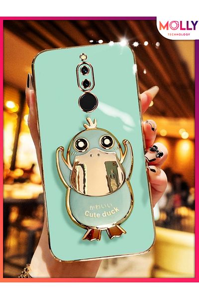 Molly Water Green Cute Duck Stand Edge Luxury Silicone Case with Gold Detail for Xiaomi Redmi̇ 8