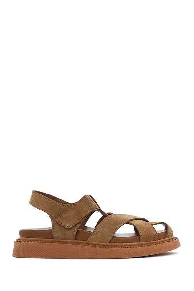 Derimod Women's Tan Suede Leather Sandals 25Sfd300910
