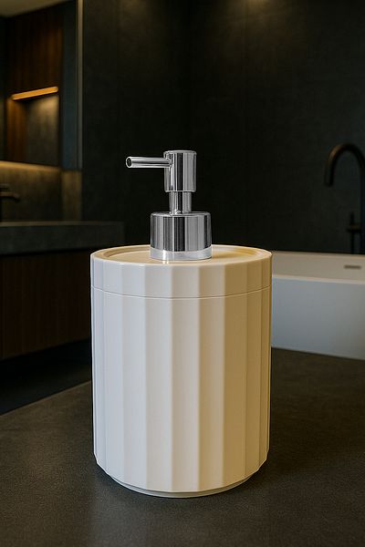 DOVİHOME 700ml XL Pattern Countertop Λευκό Μπάνιο Ασημένια Αντλία Διανομέας Υγρού Σαπουνιού Μπάνιου Κουζίνας Απορρυπαντικό