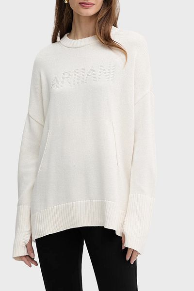 Armani Exchange سترة صوفية محبوكة بشعار مصنوع من القطن بقصة مريحة XW000760 AF16552 U1003