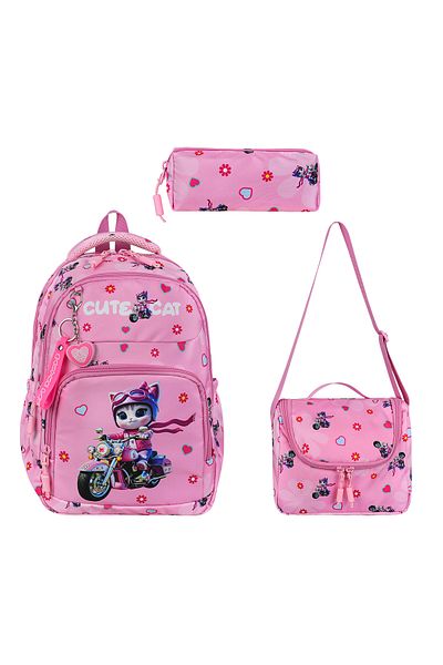 QL ACCESSORY Cute Cat First School Bag Set