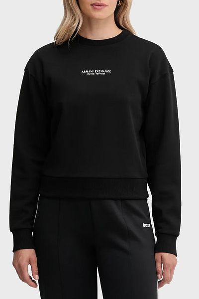 Armani Exchange Logo Printed Cotton Relaxed Fit Crew Neck Crop Sweat Sweat Xw001451 Af108