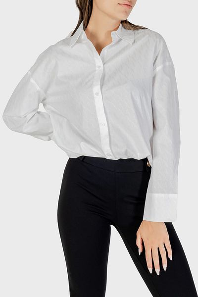Armani Exchange Jacquard Logo Printed Cotton Regular Fit Kent Collar Shirt Shirt Xw001424 Af16