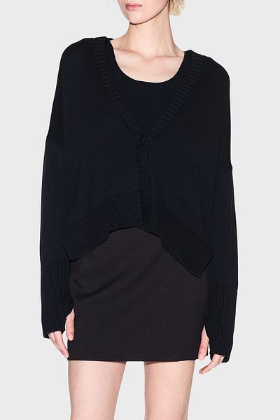 Armani Exchange 100% Cotton Relaxed Fit V-Neck Asymmetric Cardigan Cardigan Xw001304 Af16552 Uc001