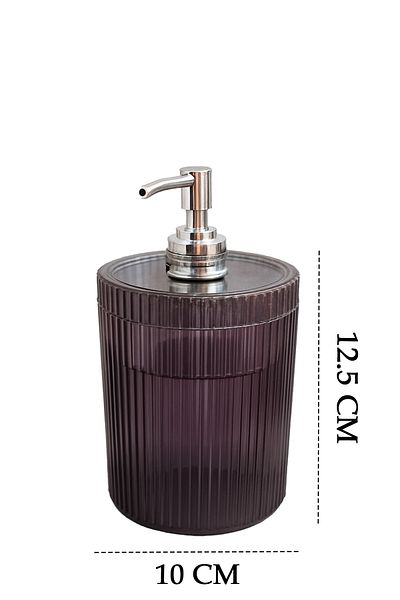 DOVİHOME 700 мл XL дозатор за течен сапун с райета, опушен, за баня, сребрист, помпа