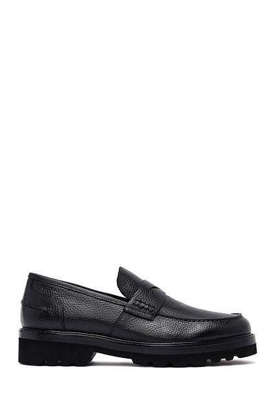 Derimod Men's Black Leather Casual Loafer 25Wfd7049Ft