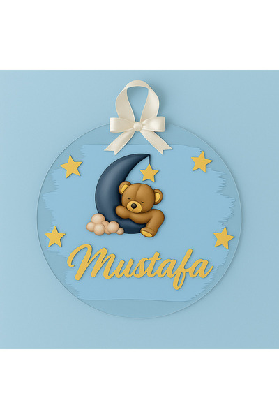 edoy Kişiye Özel Yeni Doğan Bebek Kapı Süsü – Ayıcık Temalı Bebek Kapı Süsü Desenli Bebek Kapı Süsü