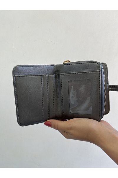 shiny ever Small Size Women's Wallet Dark Gray with Gold Detail