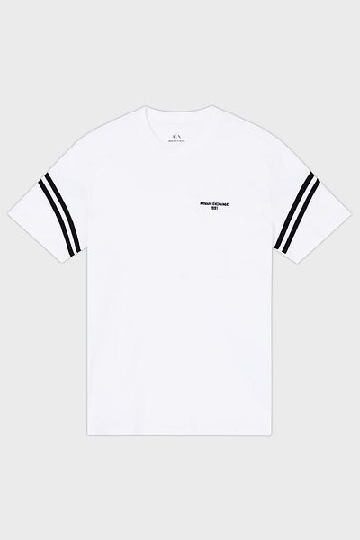 Armani Exchange Logo Cotton Stripe Detail Regular Fit Crew Neck t Shirt Men t Shirt Xm00108