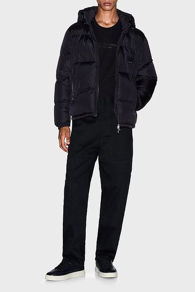 Armani Exchange Tricou cu logo imprimat din bumbac, cu croiala normala, cu gatul rotund, pentru barbati, XM001280 AF1036