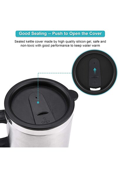 Generic Car Heating Cup, Stainless Steel Travel Heating Cup, Electric Heated Coffee Mug for Heating Water, C