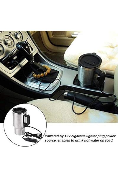 Generic 12V Stainless Steel Electric Heating Cup with Cigarette Lighter (450ml)