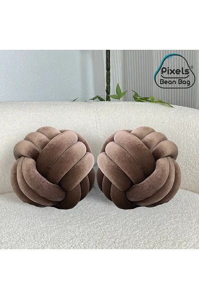 PixelsBeanBag 2 Pieces Soft Knotted Ball Pixel Bean Bag Pillow, Velvet Round Decorative Pillow for Home Decor