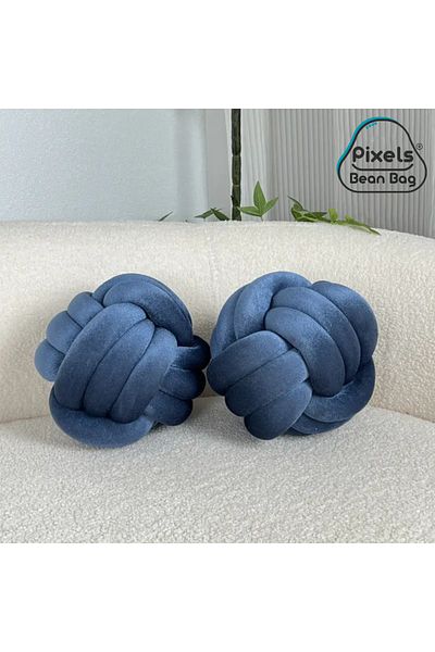 PixelsBeanBag 2 Pieces Soft Knotted Ball Pixel Bean Bag Pillow, Velvet Round Decorative Pillow for Home Decor