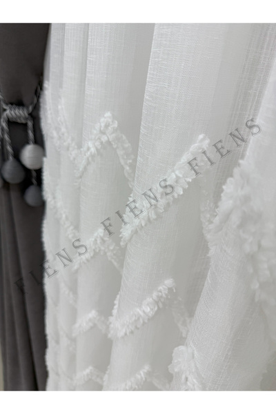 FİENS NADİR KETEN PÜSKÜL SAÇAKLI AĞIR GRAMAJLI 1/3 Sık Pileli Tül Perde Ütüis...