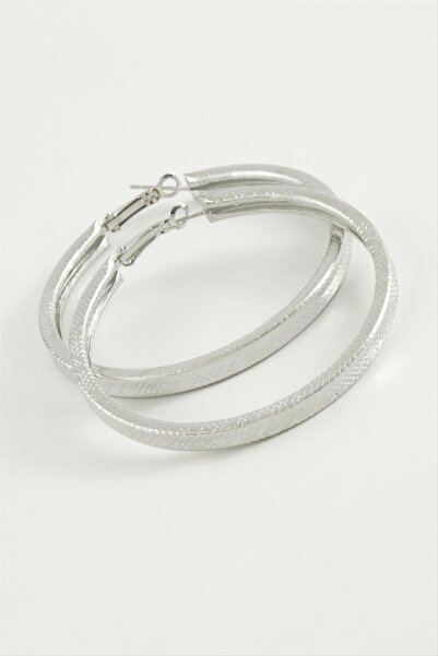 ZERO LAND Hn-Shop Dotted Square Hoop Earrings 4 Cm-Silver Color