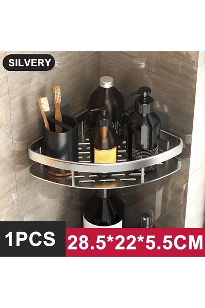 Choice StyleA-Silvery-1PCS Bathroom Shelf Kitchen Storage Organizer Aluminum Alloy Shampoo Rack Shower Shel