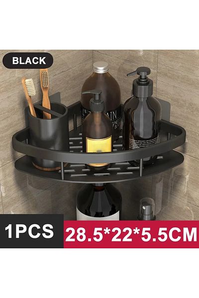 Choice StyleA-Black-1PCS Bathroom Shelf Kitchen Storage Organizer Aluminum Alloy Shampoo Rack Shower Shelf